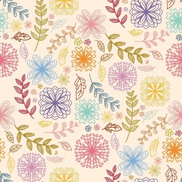 PSD vintage floral doodle pattern