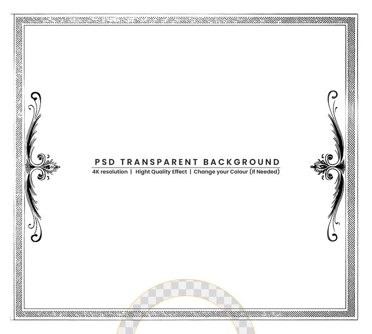 PSD vintage flourish ornament frame on transparent background