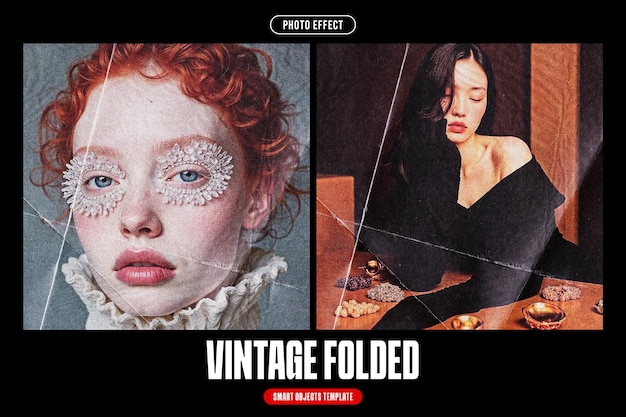 vintage folded photo effect for square