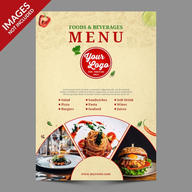 Vintage food menu cover design premium psd-sjabloon