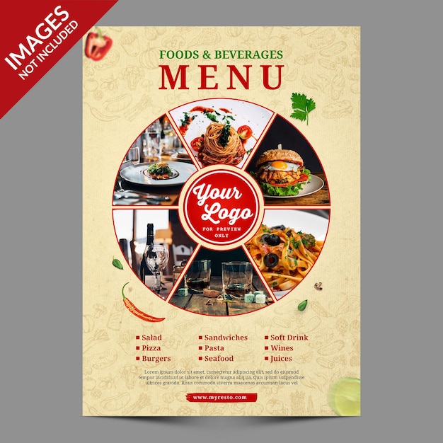 Vintage food menu cover design premium psd templat