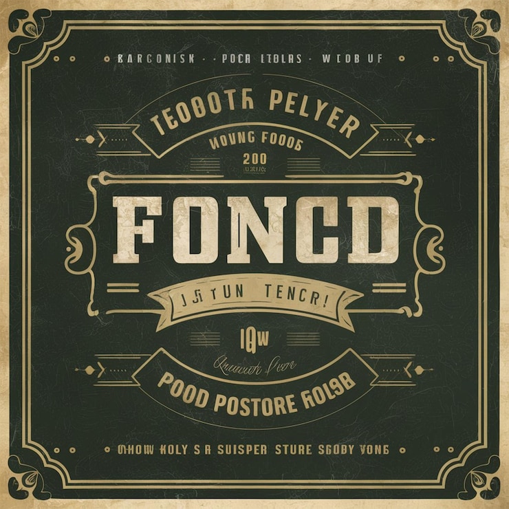 PSD vintage food menu flyer or poster design template in dark color