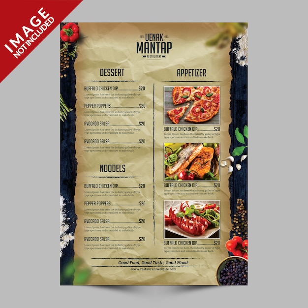 PSD vintage food menu flyer