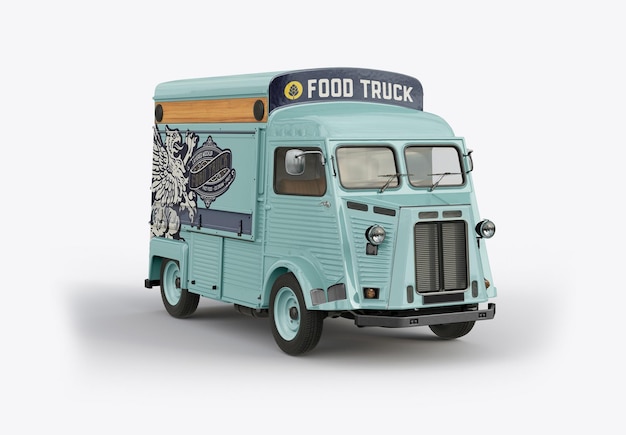 PSD vintage food truck mockup