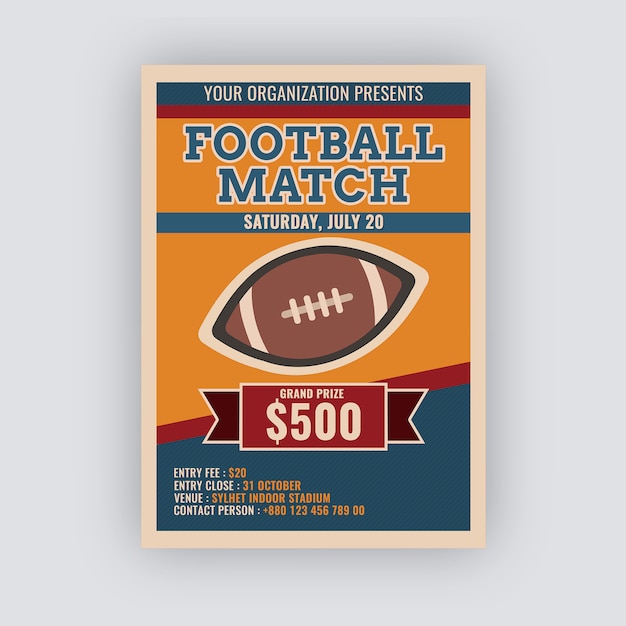 Vintage football match flyer