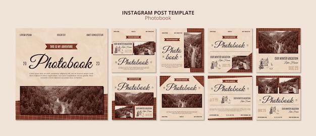 PSD vintage fotoboek instagram-berichten