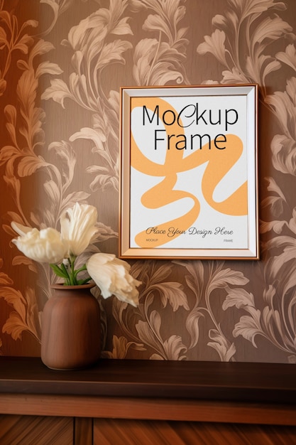 PSD vintage frame mockup op de muur