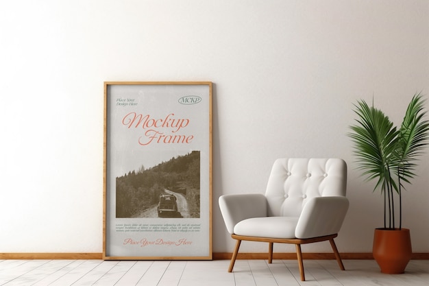 PSD vintage frame mockup op de muur