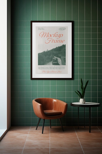 PSD vintage frame mockup op de muur