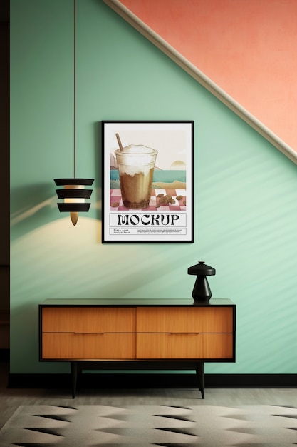 PSD vintage frame mockup on wall