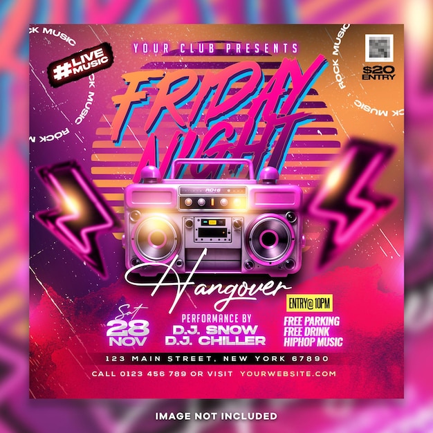 Vintage Friday Party Post PSD шаблон