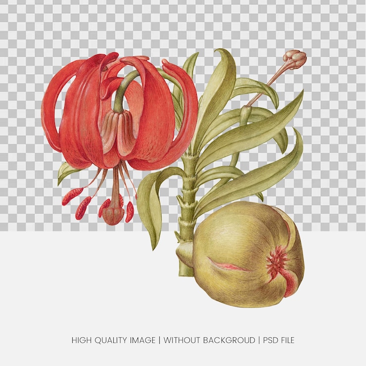 PSD vintage fruit with flower