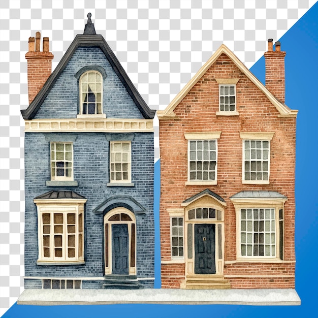 vintage georgian townhouses architecture watercolor windows