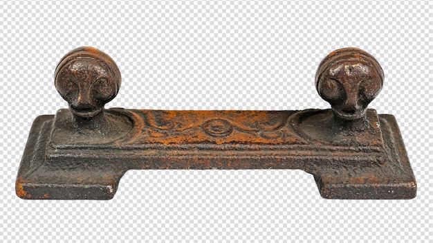 Vintage gietijzeren deurstop geïsoleerd op witte achtergrond voor huisdecoratie en tentoonstelling van antieke verzamelobjecten