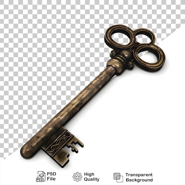 PSD a vintage gold key on transparent background