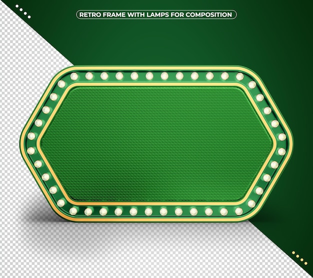 Vintage groen retro frame van led-verlichting voor compositie