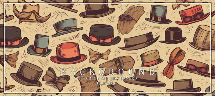 PSD vintage hat and bow pattern