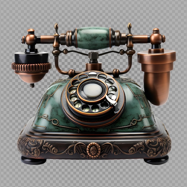 PSD vintage home phone isolated on white background retro landline telephone png generative ai