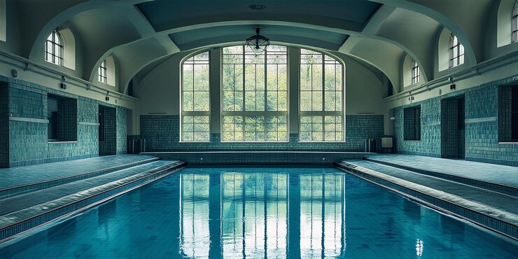 PSD vintage indoor swimming pool