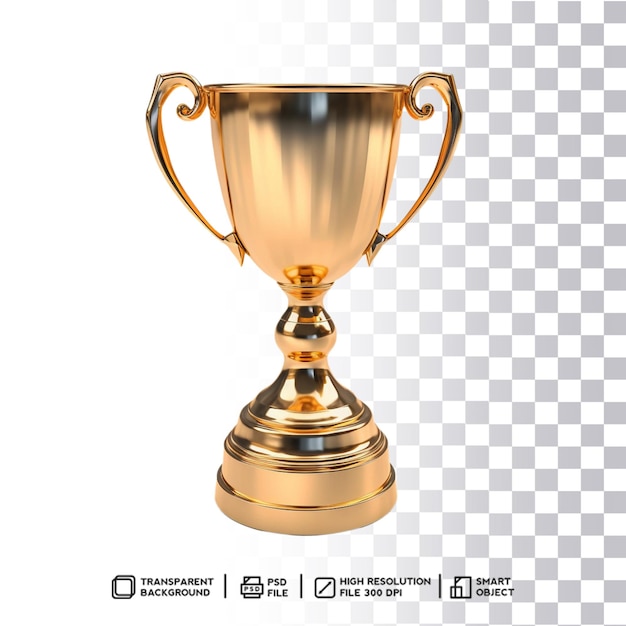 PSD vintage inspired golden trophy with isolated background