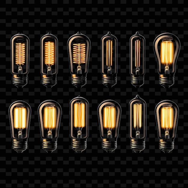 PSD vintage inspired led edison bulbs with warm white color blac y2k neon light decorative background