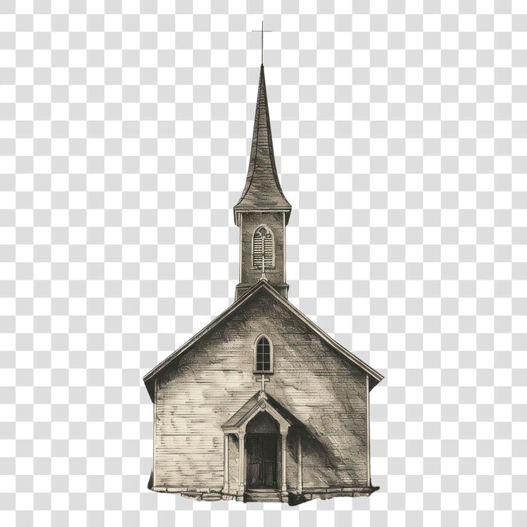 PSD vintage kerk schets illustratie