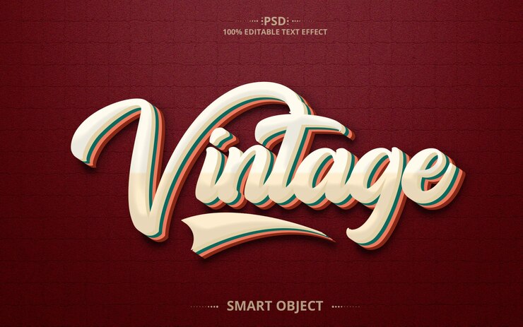 PSD vintage kreatywny projekt efektów tekstowych 3d psd