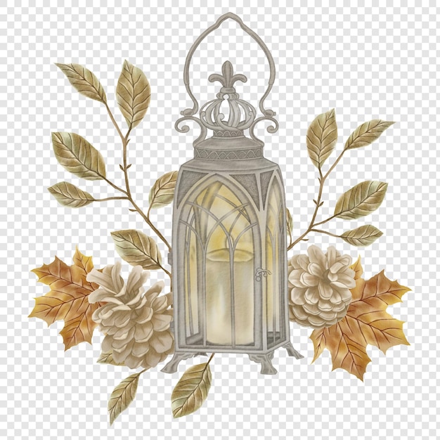 Vintage lantern rustic fall autumn png clipart elements