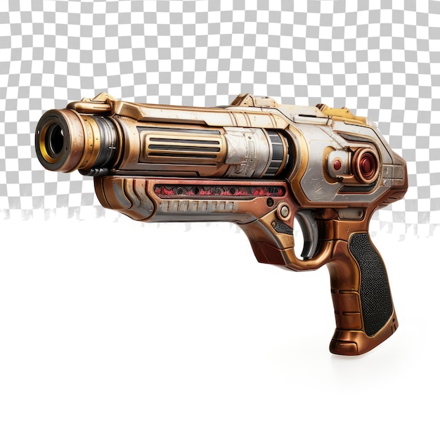 PSD vintage laser gun alien weapon isolated on transparent background