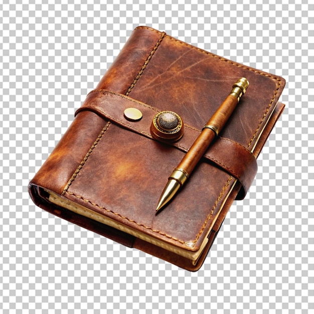 PSD vintage leather journal with fountain pen