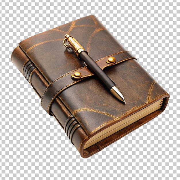 Vintage leather journal with fountain pen