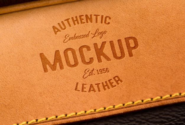 PSD vintage leather logo mockup