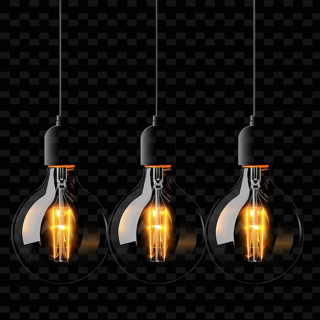 PSD vintage led filament bulbs with amber color black wires expo y2k neon light dekoracyjne tło