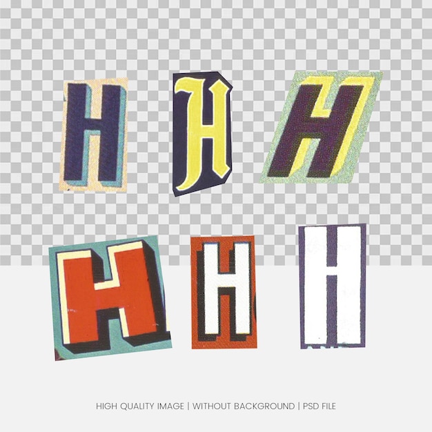 PSD vintage letter h