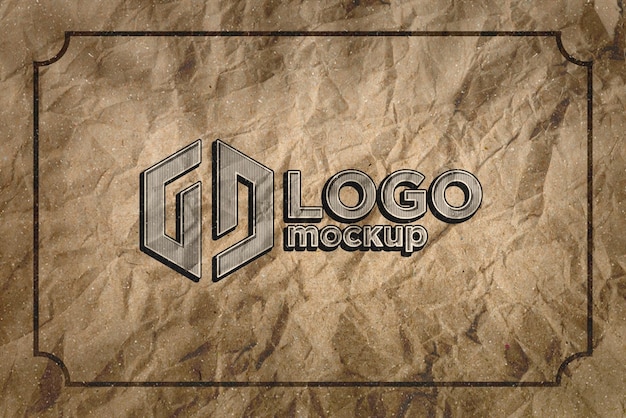 Vintage logo mockup mockup 3D teken mockup sjabloon