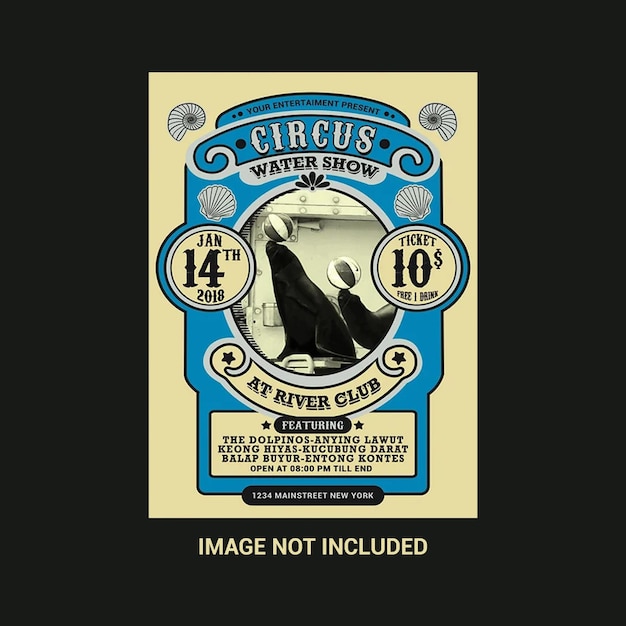 PSD vintage marine circus carnival flyer