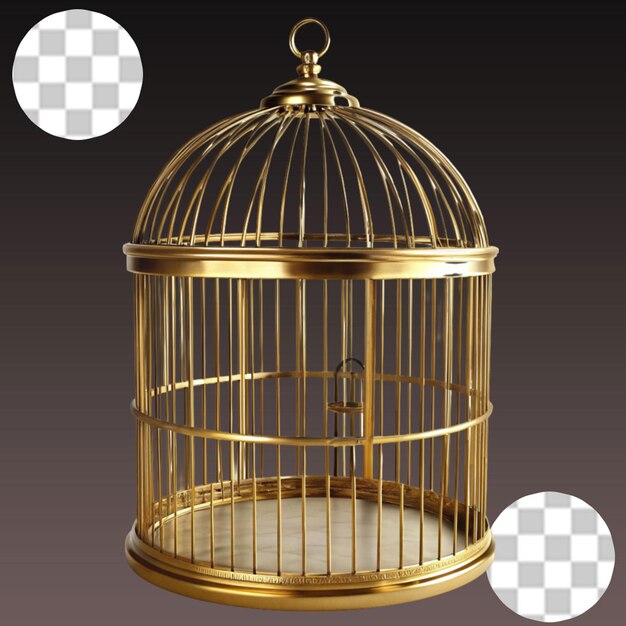 PSD vintage metal bird cage isolated on transparent background