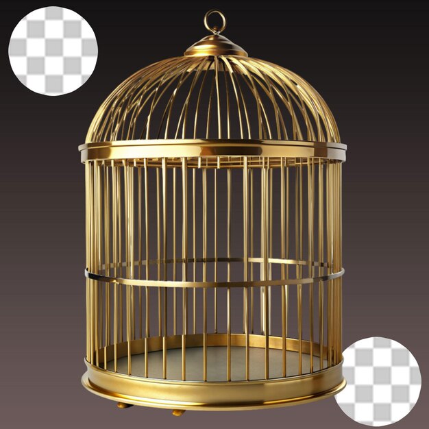 PSD vintage metal bird cage isolated on transparent background