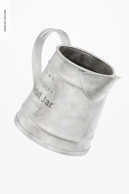 vintage metal jar mockup, falling