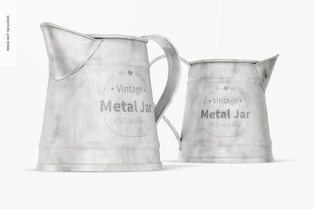 vintage metal jars mockup, front view