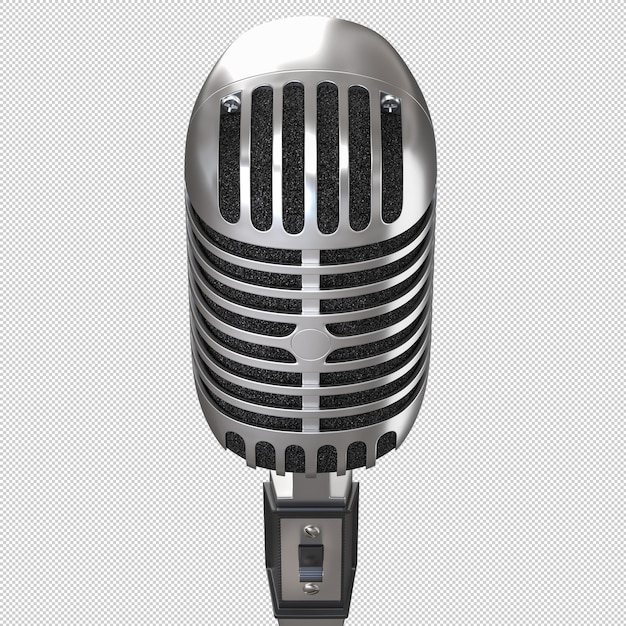 старинный металлический микрофон, изолированный на белом