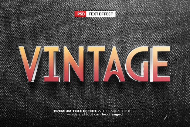 Vintage metalen 3d bewerkbare teksteffect logo mockup