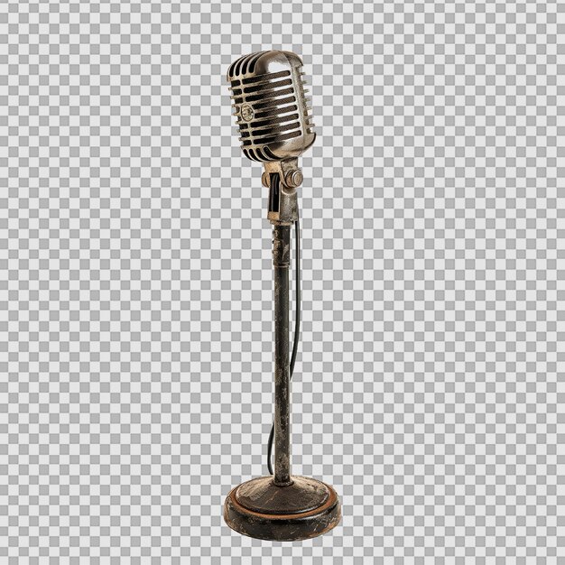 PSD vintage microphone stand on transparent background