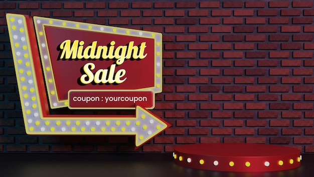 PSD vintage midnight sale badge podium