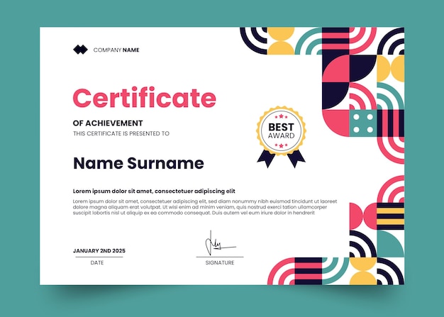 PSD vintage and mosaic certificate design template