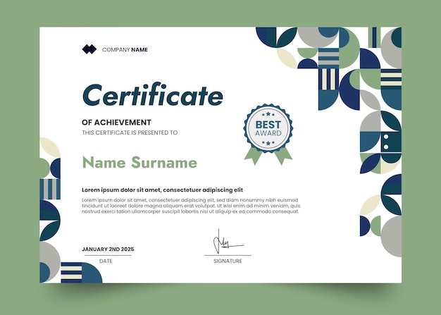 vintage and mosaic certificate design template