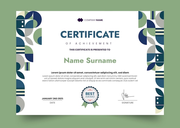 vintage and mosaic certificate design template