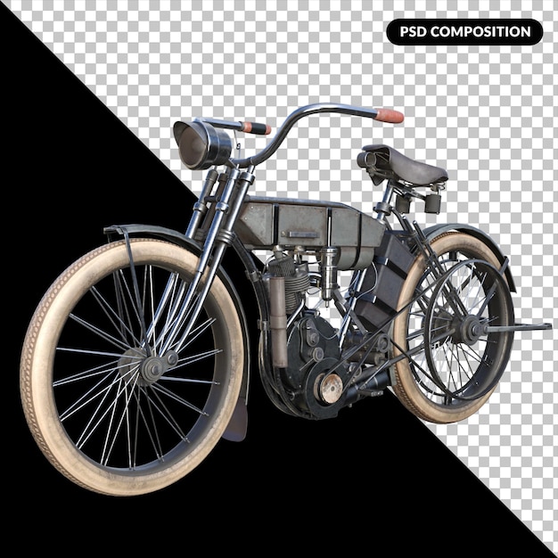 Moto d'epoca isolato 3d