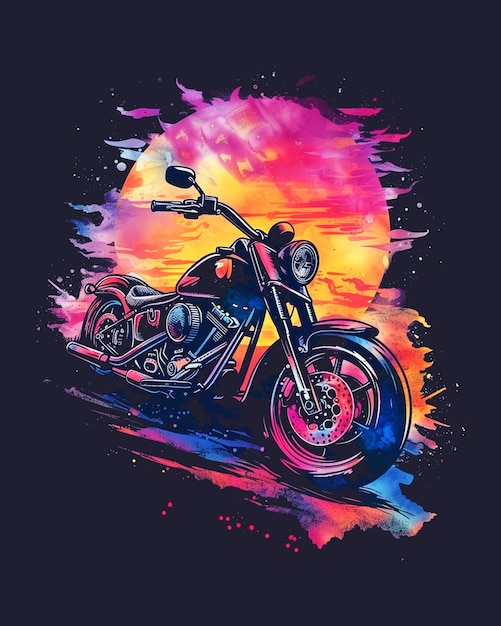 PSD vintage motorcycle t shirt design template