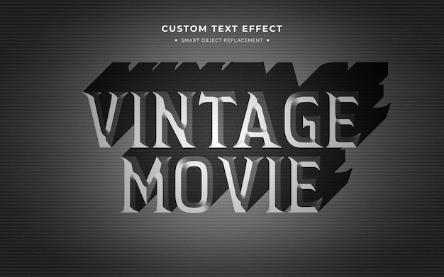 PSD a vintage movie text effect with a black background.